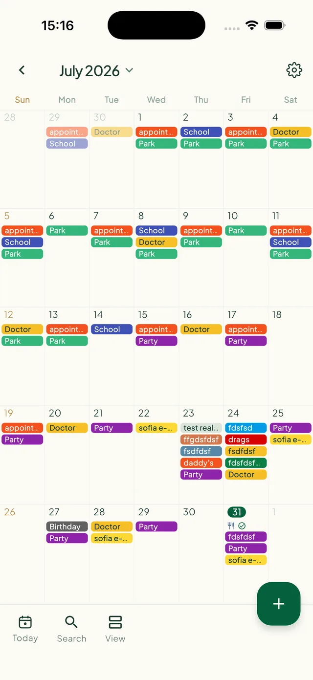 FamCanvas month calendar