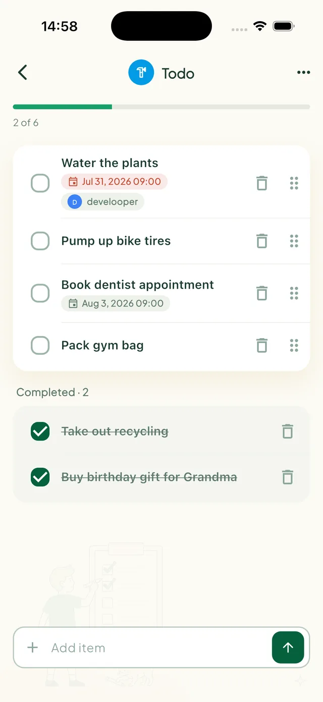 Family to-do list with assignees